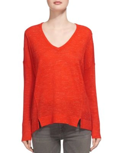 Whistles Notched Hem Knit Top In Red