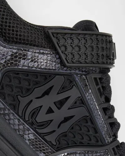 Amiri Skyline Sneaker In Leather And Mesh With Python Print In Black