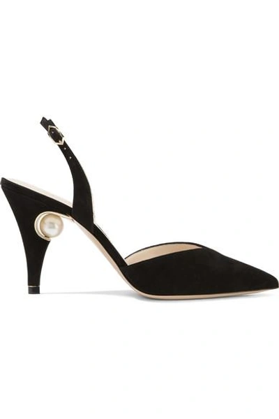 Shop Nicholas Kirkwood Penelope Embellished Suede Slingback Pumps In Black