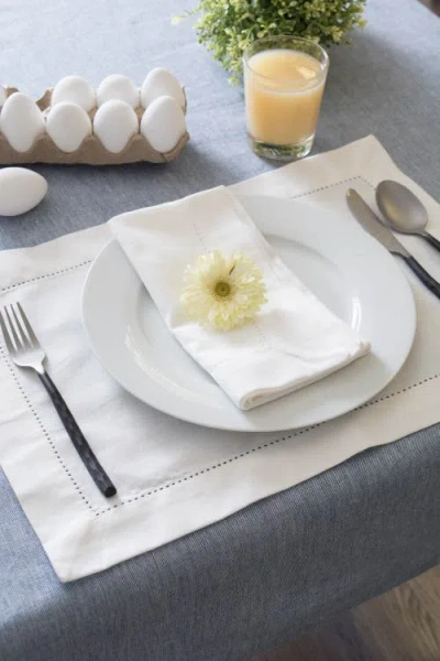 Dii Solid Chambray Cotton Tablecloth In Blue