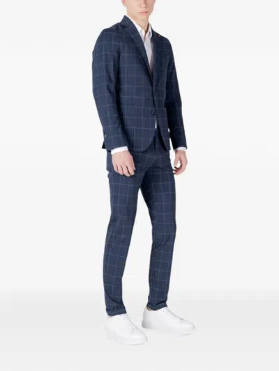 Mulish Check-pattern Suit In Blue