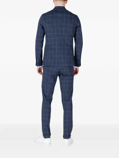 Mulish Check-pattern Suit In Blue