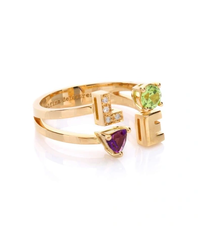 Shop Delfina Delettrez Love 18kt Yellow Gold Peridot, Amethyst And Diamond Ring In No
