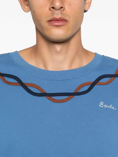 Bode Sidewinder Embroidered-logo Sweatshirt In Blue