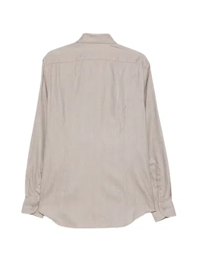 Corneliani Herringbone-pattern Long-sleeve Shirt In Multi