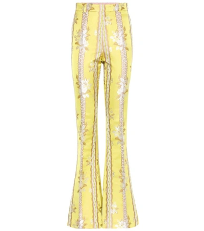 Gucci Silk And Cotton Flared Trousers In Pastel Yellow