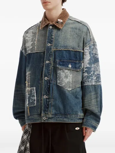 Musium Div. Patchwork Denim Jacket In Blue