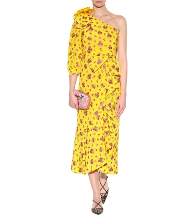 Shop Gucci Jacquard Silk-blend Dress In Lemoe J