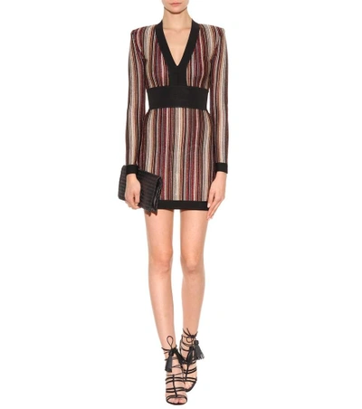 Shop Balmain Striped Dress In Multicolore