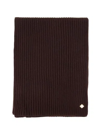 Casablanca Ribbed-knit Wool Scarf In 브라운