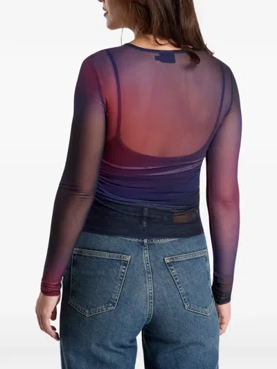 Desigual Gradient Mesh Top In Blue