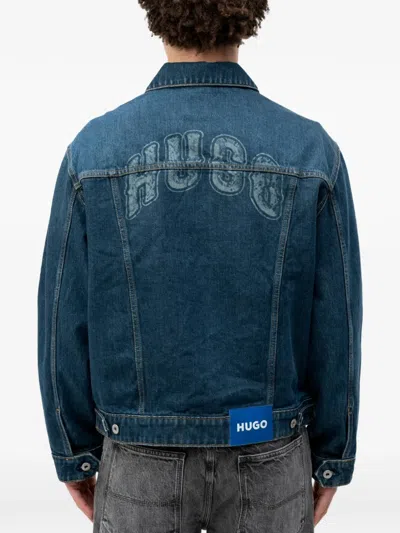 Hugo Boss Logo-print Denim Jacket In Blue