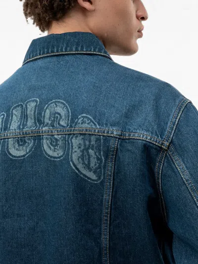 Hugo Boss Logo-print Denim Jacket In Blue