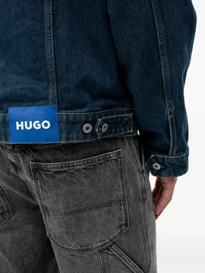 Hugo Boss Logo-print Denim Jacket In Blue