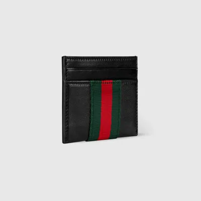 Gucci Logo Leather Card Holder In Black