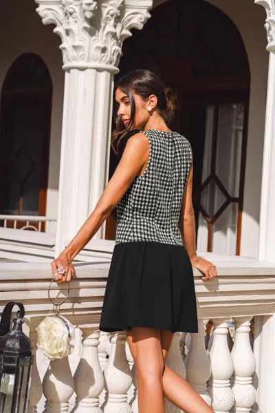 Cupshe Preppy Vibe Gingham Mini Dress In Black