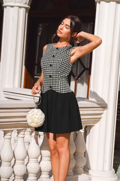 Cupshe Preppy Vibe Gingham Mini Dress In Black
