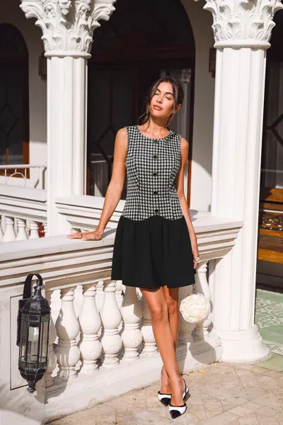 Cupshe Preppy Vibe Gingham Mini Dress In Black