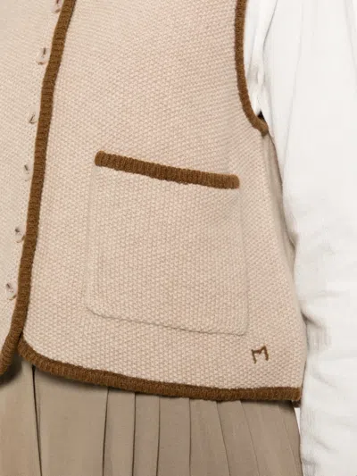 Moismont Contrast-trim Sleeveless Cardigan In Neutral