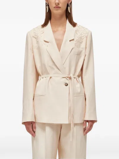 Blugirl Embroidered Belted Blazer In Pink