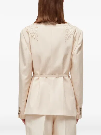 Blugirl Embroidered Belted Blazer In Pink