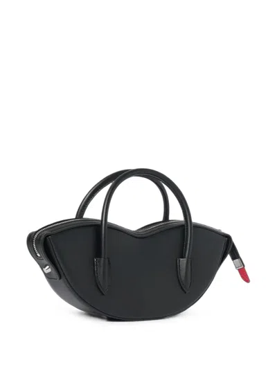 Fiorucci Mini Lips Zip-up Shoulder Bag In Black