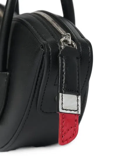 Fiorucci Mini Lips Zip-up Shoulder Bag In Black