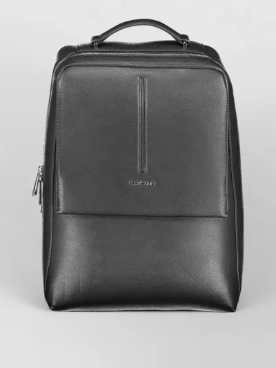 Calvin Klein Black Polyester Men Backpack In Gray