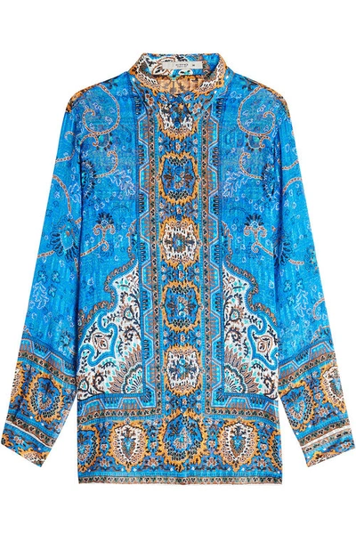 Etro Printed Silk Blouse In Blue