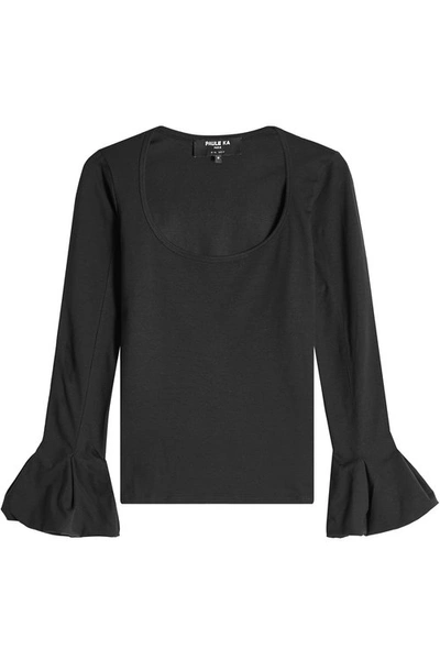 Paule Ka Cotton Top With Flared Cuffs In Black