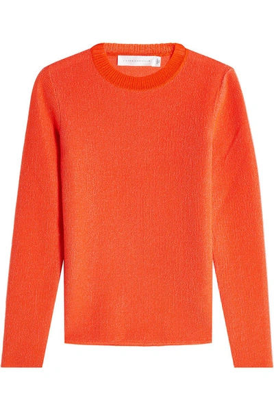 Victoria Beckham Metallic Thread Pullover With Cotton In Bright Orange