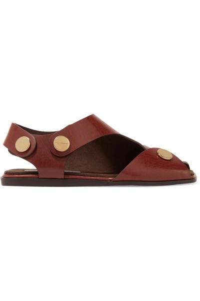 Stella Mccartney Cutout Faux Leather Sandals In Brick Red