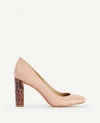 ANN TAYLOR Drea Block Heel Leather Pumps,4138865458