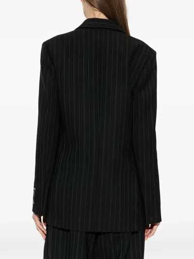 Off-white Pinstripe-pattern Blazer In Transparent