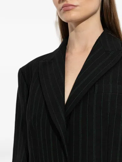 Off-white Pinstripe-pattern Blazer In Transparent