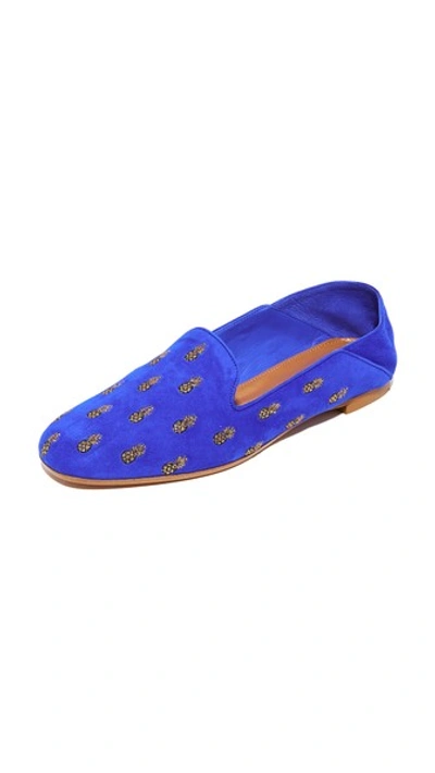 Shop Aquazzura Ananas Summer Loafers In  Blue