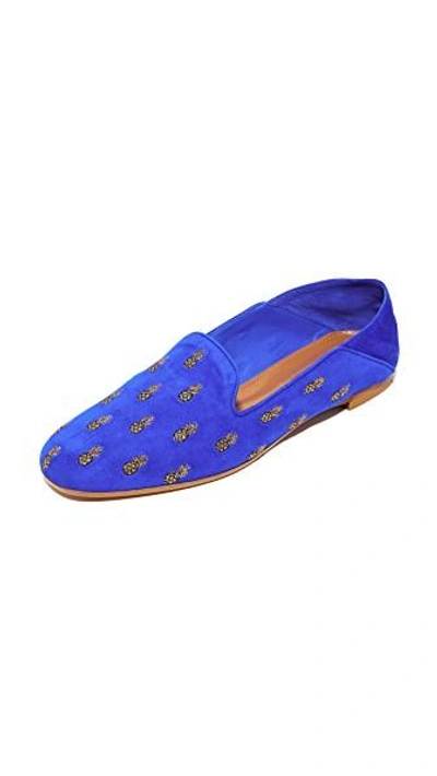 Shop Aquazzura Ananas Summer Loafers In  Blue