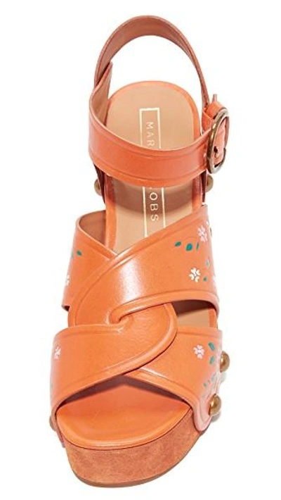 Shop Marc Jacobs Wildflower Wedge Sandals In Rust