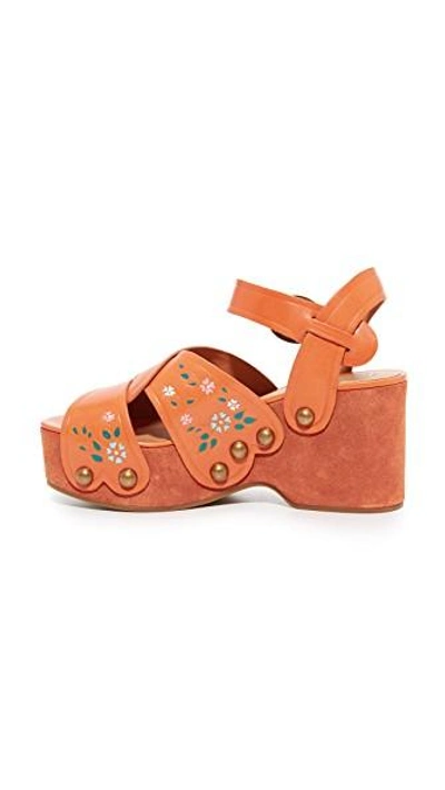 Shop Marc Jacobs Wildflower Wedge Sandals In Rust