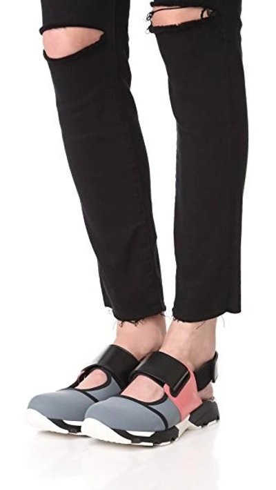 Shop Marni Sneaker Flats In Grey/camellia/black