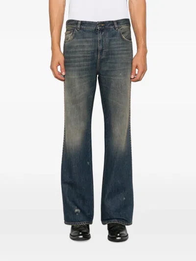 Amiri Stud-embellished Flared Jeans In Blue