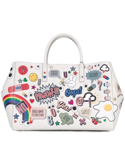 Anya Hindmarch Sticker Tote Bag - White