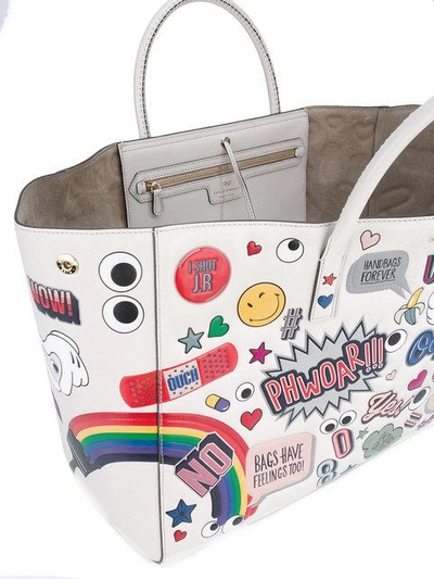 Shop Anya Hindmarch Sticker Tote Bag - White