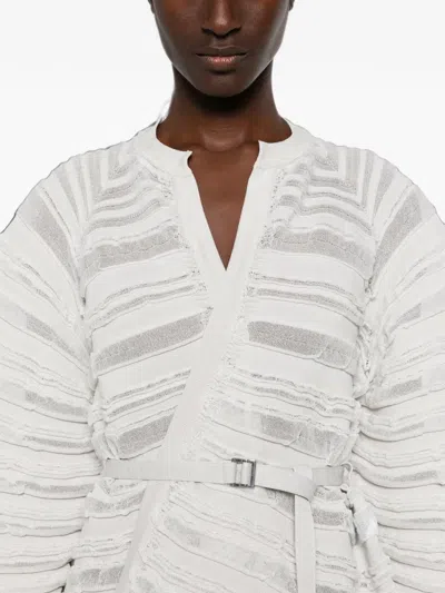Cfcl Belted Ribbed-knit Jacket In Neutral