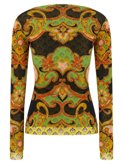 Etro Baroque Patterned Mesh Sweater In Multi