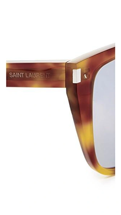Shop Saint Laurent Sl 1 Sunglasses In Havana/silver