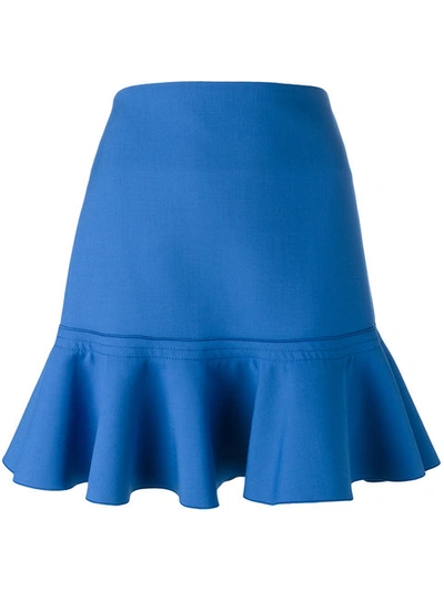 Victoria Victoria Beckham Wool-blend Skirt With Flutter Hem In Pool Llue