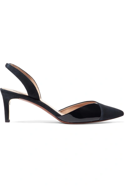 Tory Burch Ramie Suede And Patent-leather Slingback Pumps