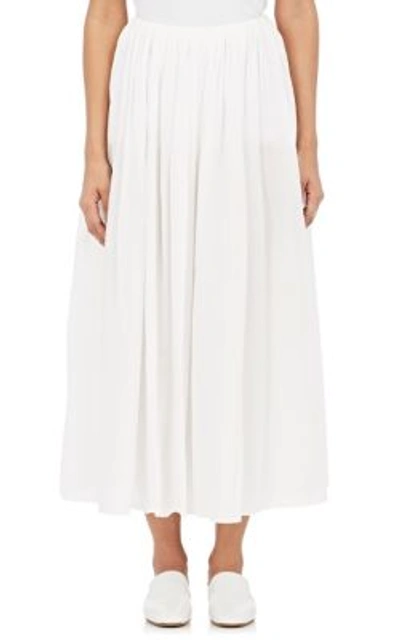 08sircus Cotton Poplin Gathered Midi-skirt In White