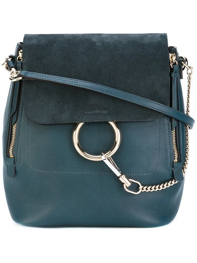 Chloé Medium Faye Leather & Suede Backpack In Cloudy Blue